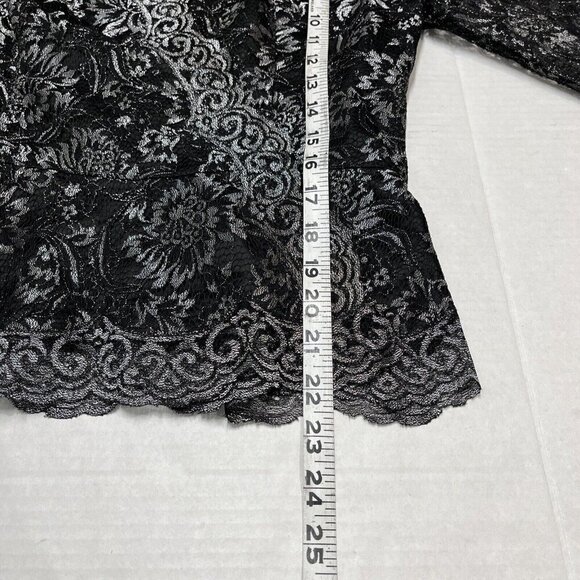 Vintage Vie By Victoria Top Womens 6 Black Silver Metallic Babydoll Whimsigoth - Picture 4 of 8